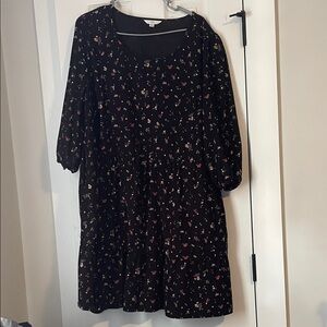 Time and Tru Black Floral Midi Dress